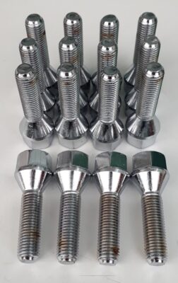 PARAFUSO CROMADO LONGO P/RODA FIAT - 16PÇS - 014007